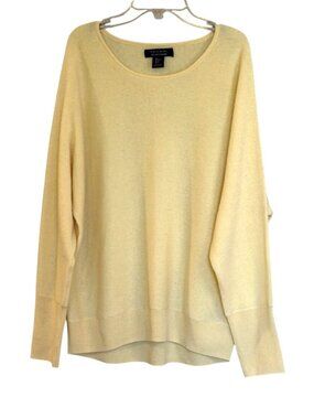 Tahari Women's Two-Ply Cashmere Sweater Yellow Long Sleeve Size XL